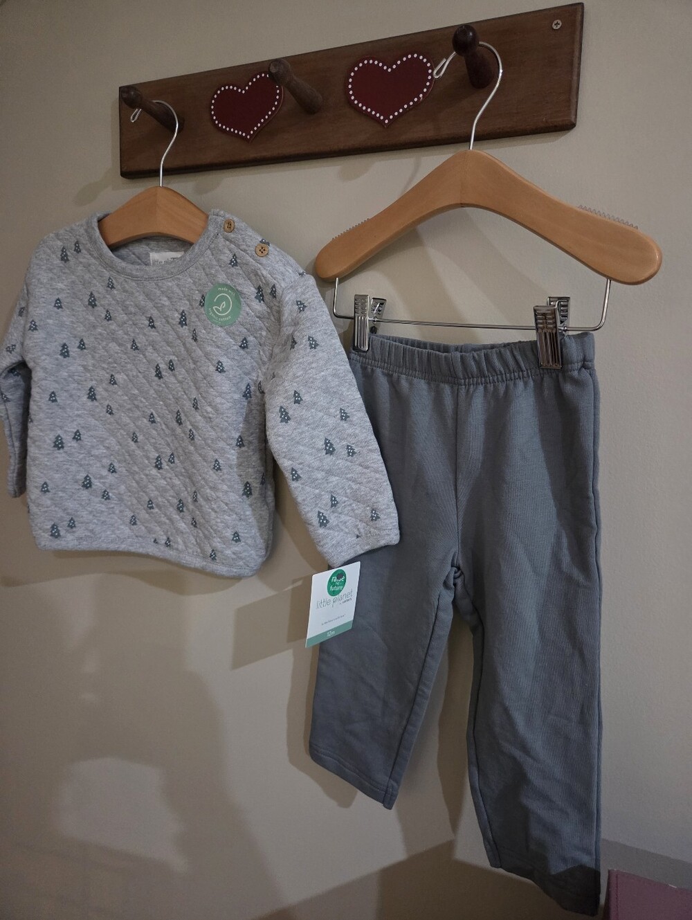 Carter's Grey Quilted Baby Top & Pants Set New